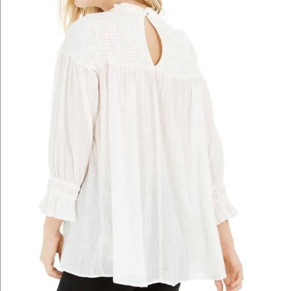 NWT Free People OB Mila Smocked Tunic Top in Ivory - Picture 3 of 9